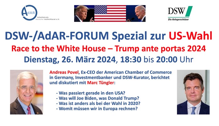 DSW-/AdAR-Forum Spezial zur US-Wahl 'Race to the White House - Trump ante portas 2024'